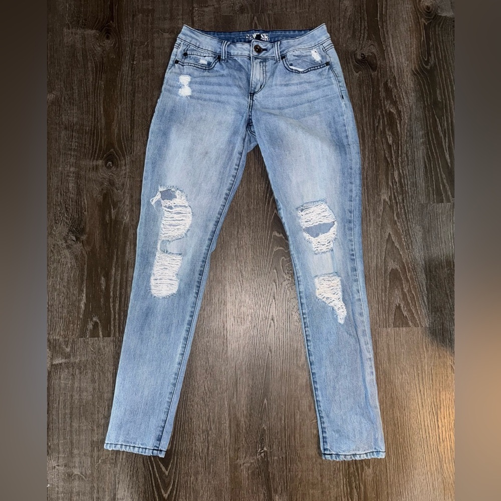 Zara Light Blue Distressed Skinny Jeans